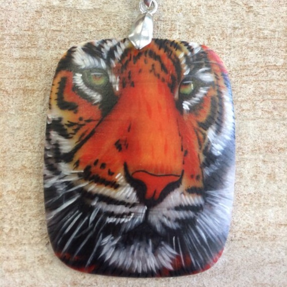 Hand Painted Tiger Pendant